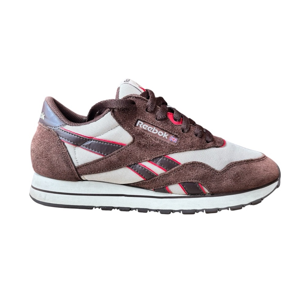 Vintage 90s Reebok Classic Nylon Low Union Jack Sneakers 8.5 Brown Suede Retro